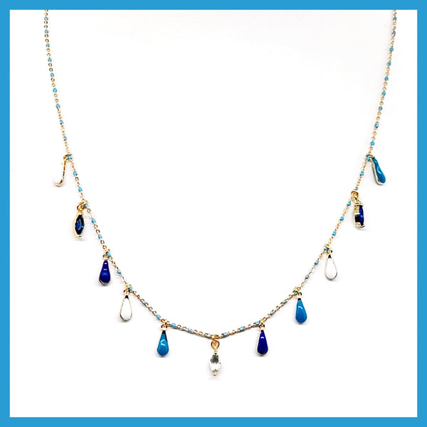 Gemstone Teardrops Necklace - Leila Jewels