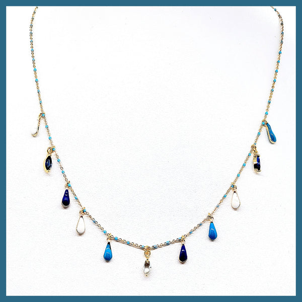 Gemstone Teardrops Necklace - Leila Jewels