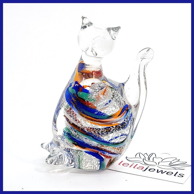 Murano Hand-Blown Millefiori Glass Cat Figurine order