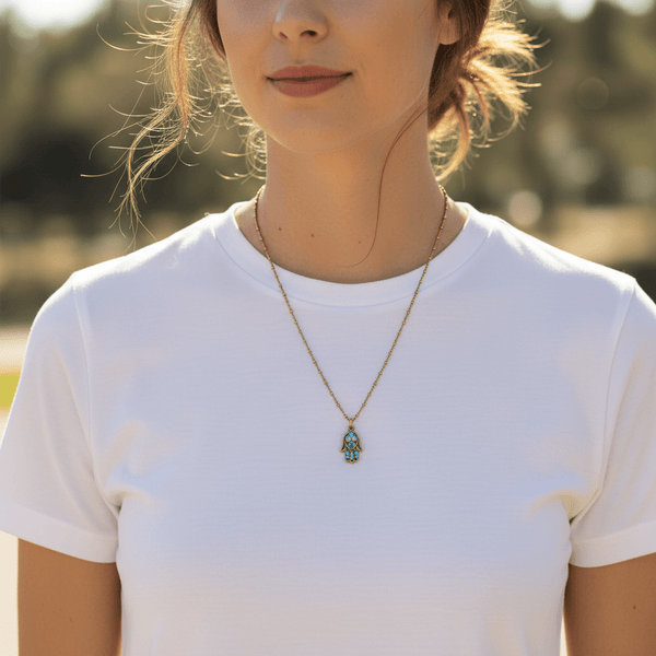Crystal Hamsa Necklace - Leila Jewels