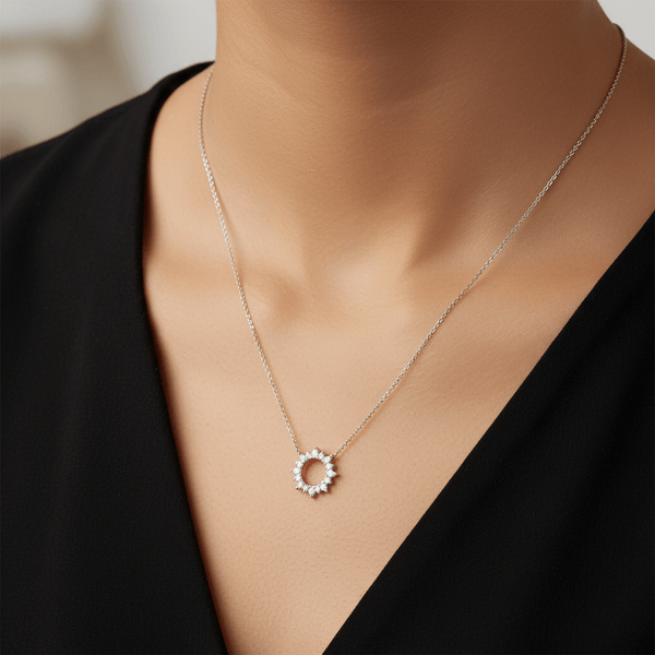 Sterling Pavé Sunburst Necklace - Leila Jewels