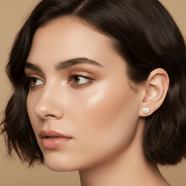 Pavé Heart Stud Earrings - Leila Jewels