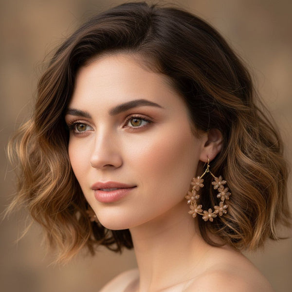 Crystal Flower Teardrop Earrings - Leila Jewels
