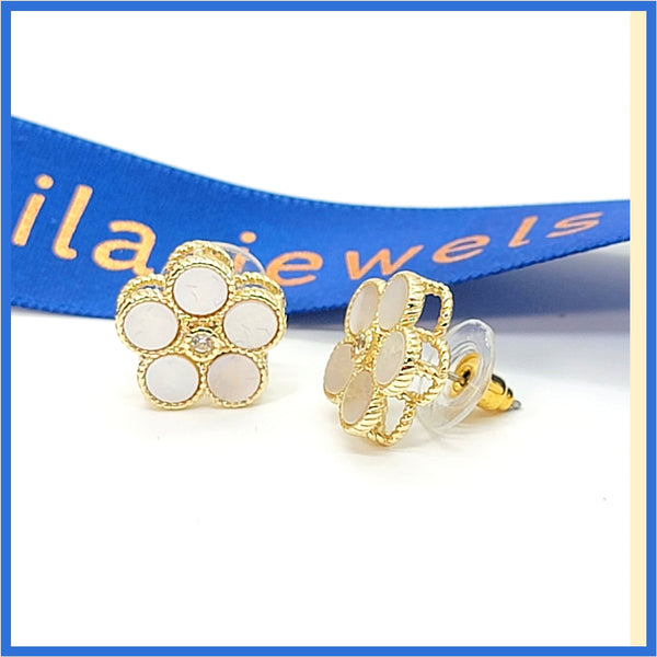 Mother - of - Pearl Daisy Earrings - Leila Jewels