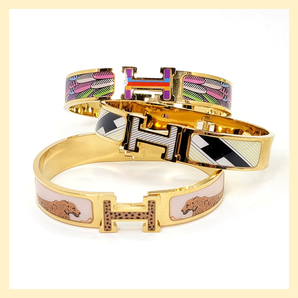"H" Hinged Cuff - Leila Jewels