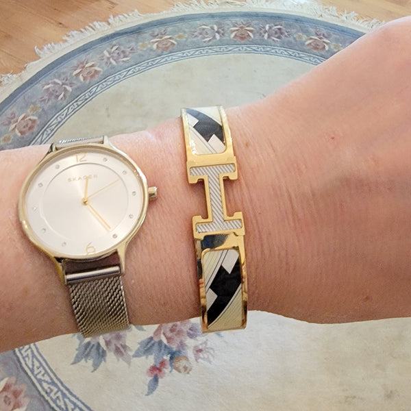 "H" Hinged Cuff - Leila Jewels