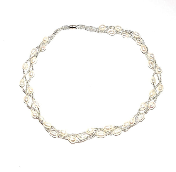 Woven Pearl Necklace - Leila Jewels