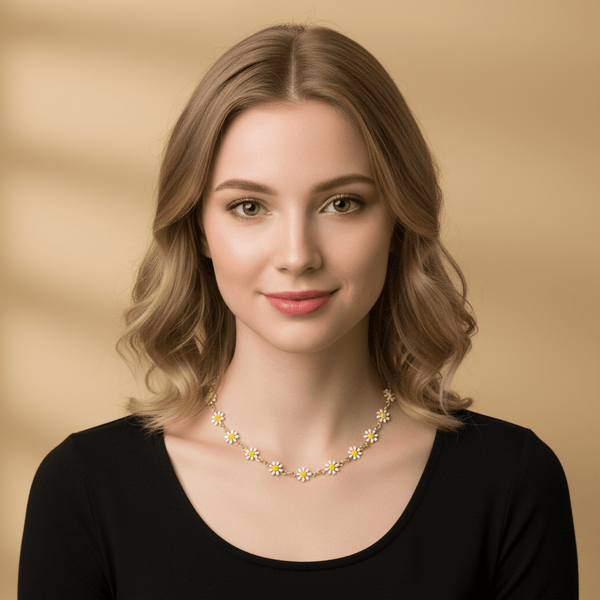 Enamel Daisy Flowers Necklace - Leila Jewels