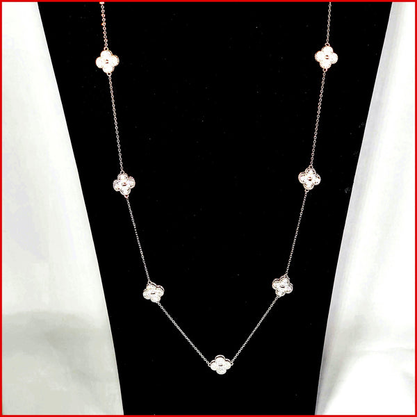 Long Clover Station Necklace - Leila Jewels