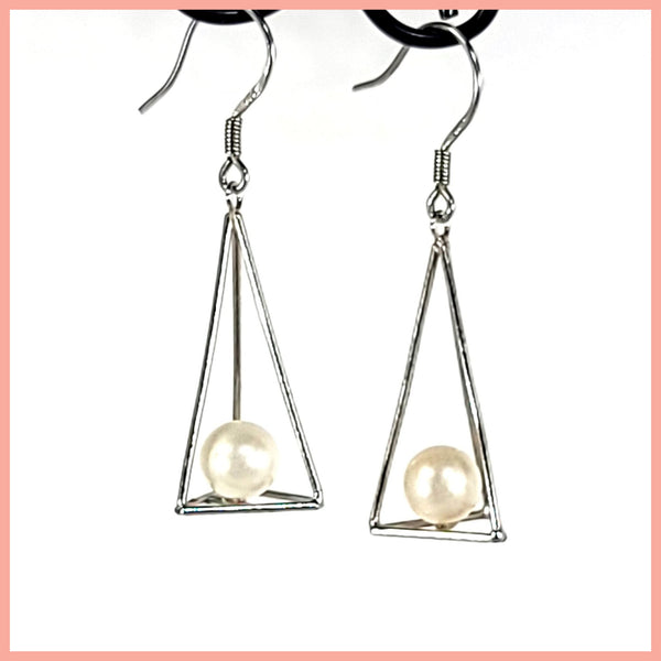 pearl pyramid cage earrings leila jewels