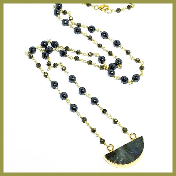 labradorite slice necklace leila jewels
