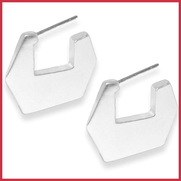 Flat Pentagon Huggie Earrings - Leila Jewels