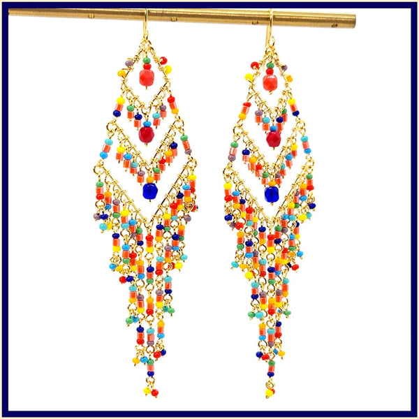 Handmade Beaded Chandelier Earrings - Tiered - Leila Jewels