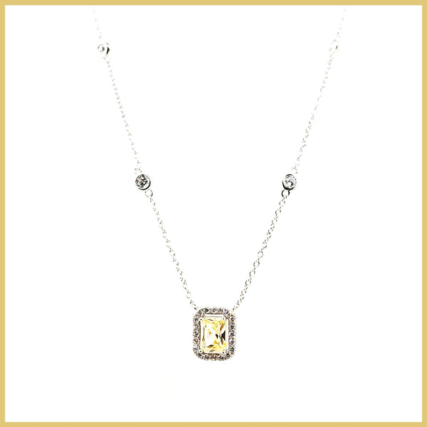 Halo Yellow Zirconia Necklace - Leila Jewels