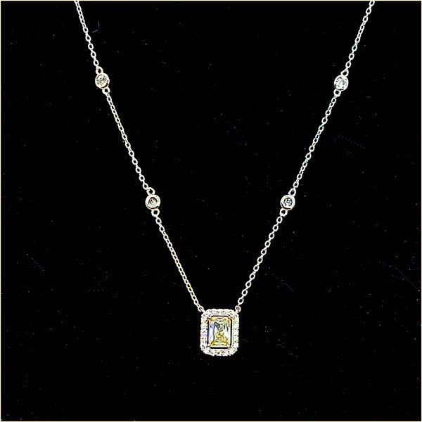 Halo Yellow Zirconia Necklace - Leila Jewels