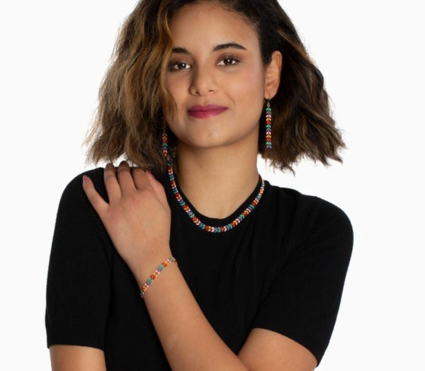 Enamel Leaf Necklace - Leila Jewels