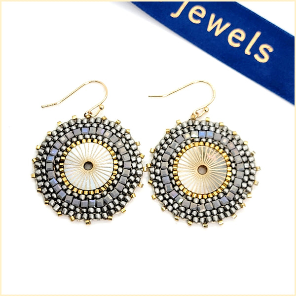 Woven Bead Wheel Earrings - Leila Jewels