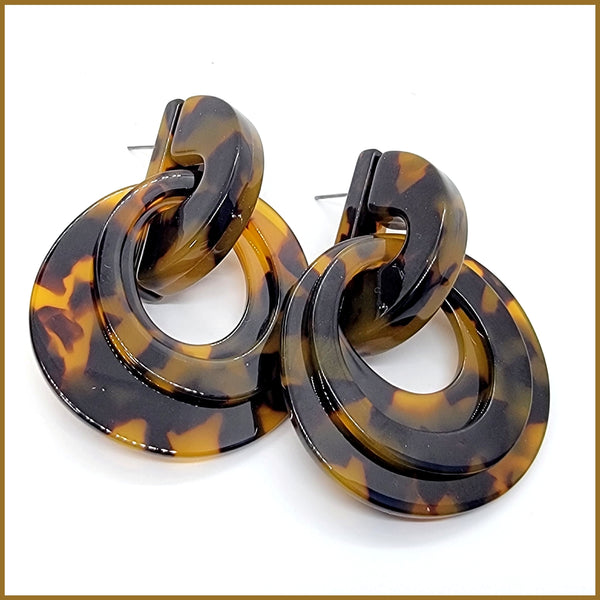 Tortoise Resin Chunky Earrings - Leila Jewels