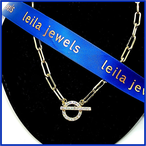 Pavé Toggle Necklace - Leila Jewels