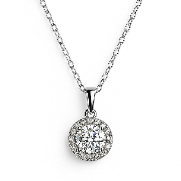 Sterling Halo Pendant Necklace - Leila Jewels
