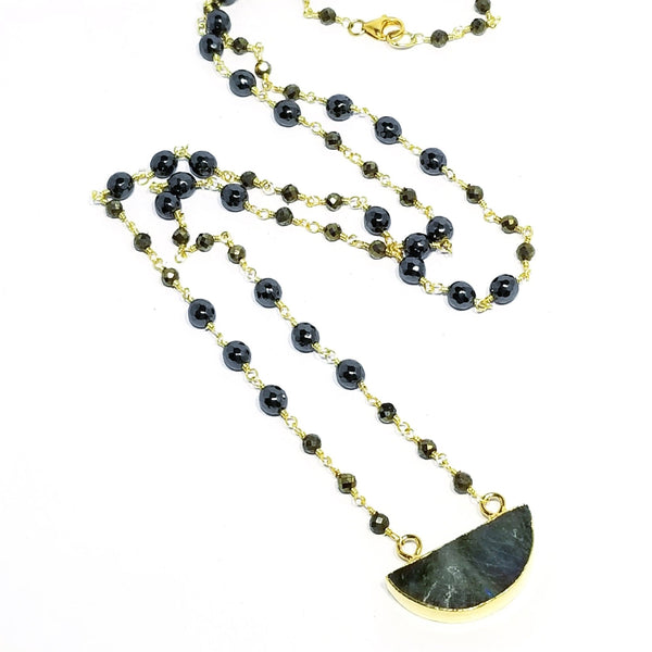 labradorite slice necklace leila jewels