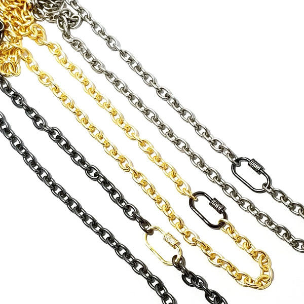 Matte Chain with Pavé Lock - Leila Jewels