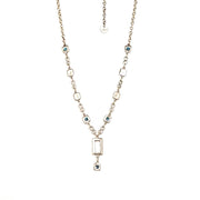 open rectangle pendant necklace blue