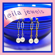 pearl paperclip earrings