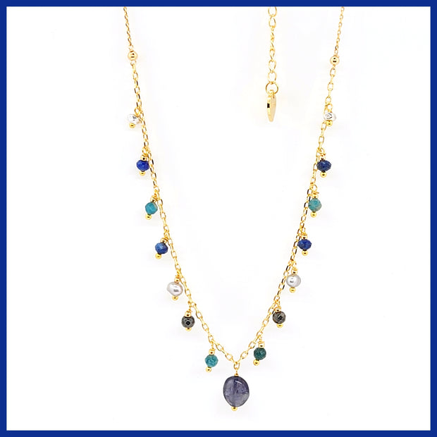 Lapis and Gemstone Bead Necklace