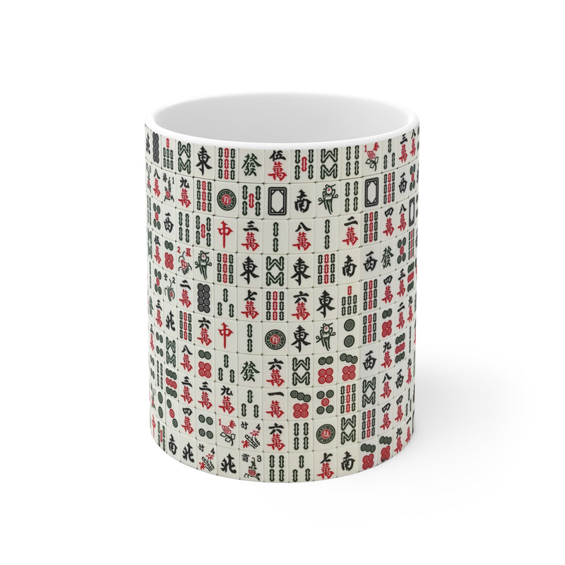 Mah Jongg Tile Pattern Mug | Ceramic 11oz Mahjong Tiles Design