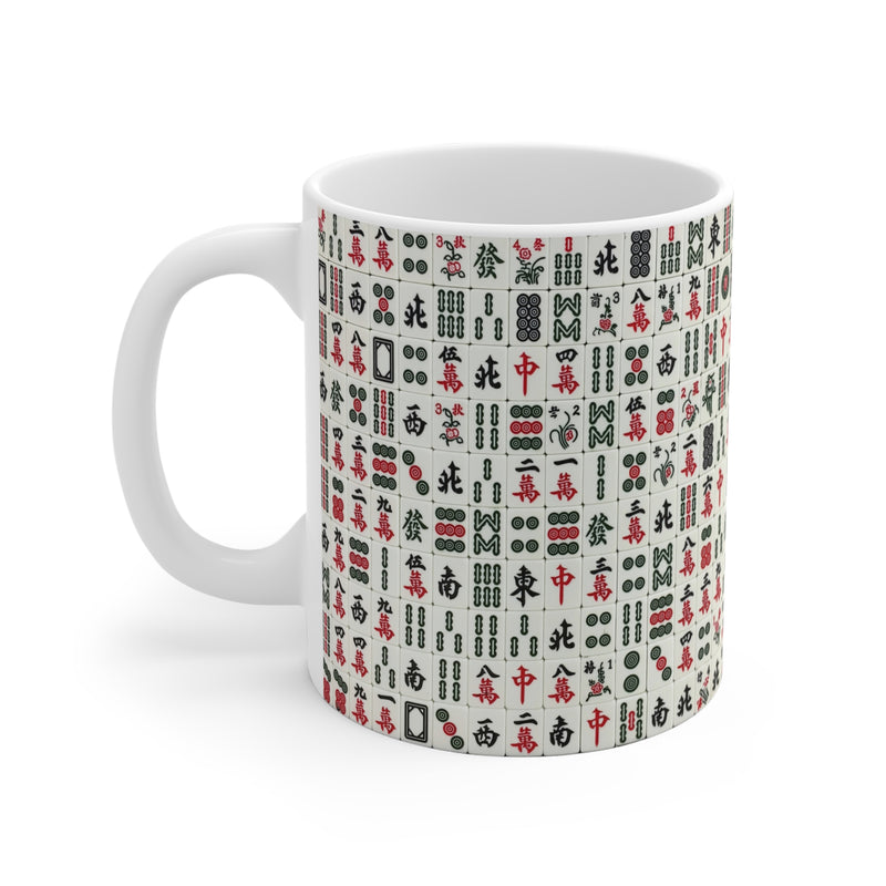 Mah Jongg Tile Pattern Mug | Ceramic 11oz Mahjong Tiles Design