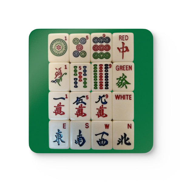 Mah Jongg Tile Grid Corkwood Coaster Set | Game Room Drink Coasters - Leila Jewels