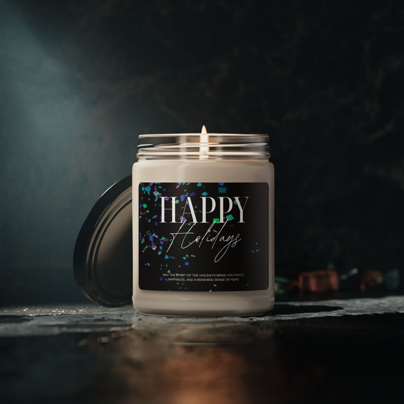 Happy Holidays Scented Soy Candle — 9oz Festive Fragranced Jar