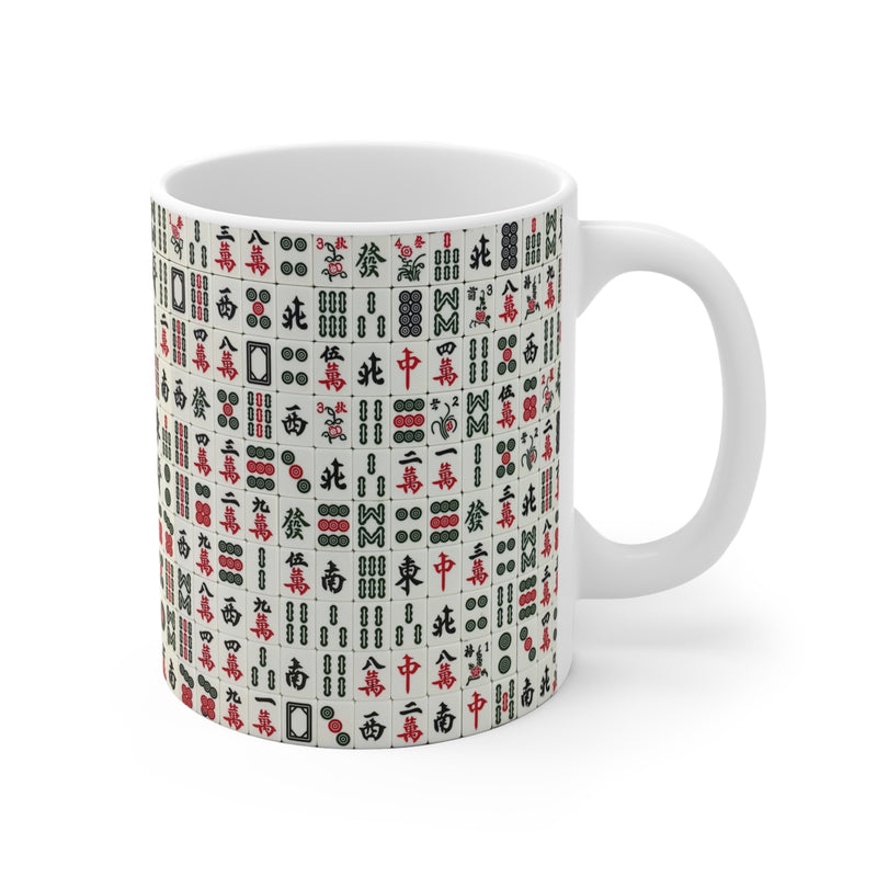 Mah Jongg Tile Pattern Mug | Ceramic 11oz Mahjong Tiles Design