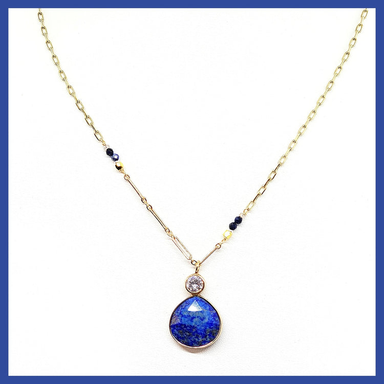 Lapis Lazuli Drop Necklace - Leila Jewels