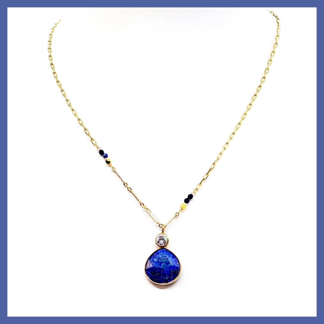 Lapis Lazuli Drop Necklace - Leila Jewels