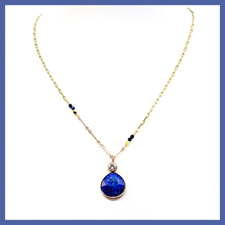 Lapis Lazuli Drop Necklace - Leila Jewels