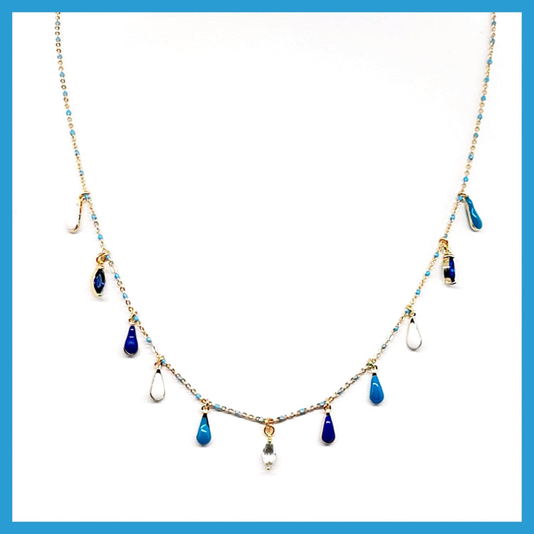 Gemstone Teardrops Necklace - Leila Jewels