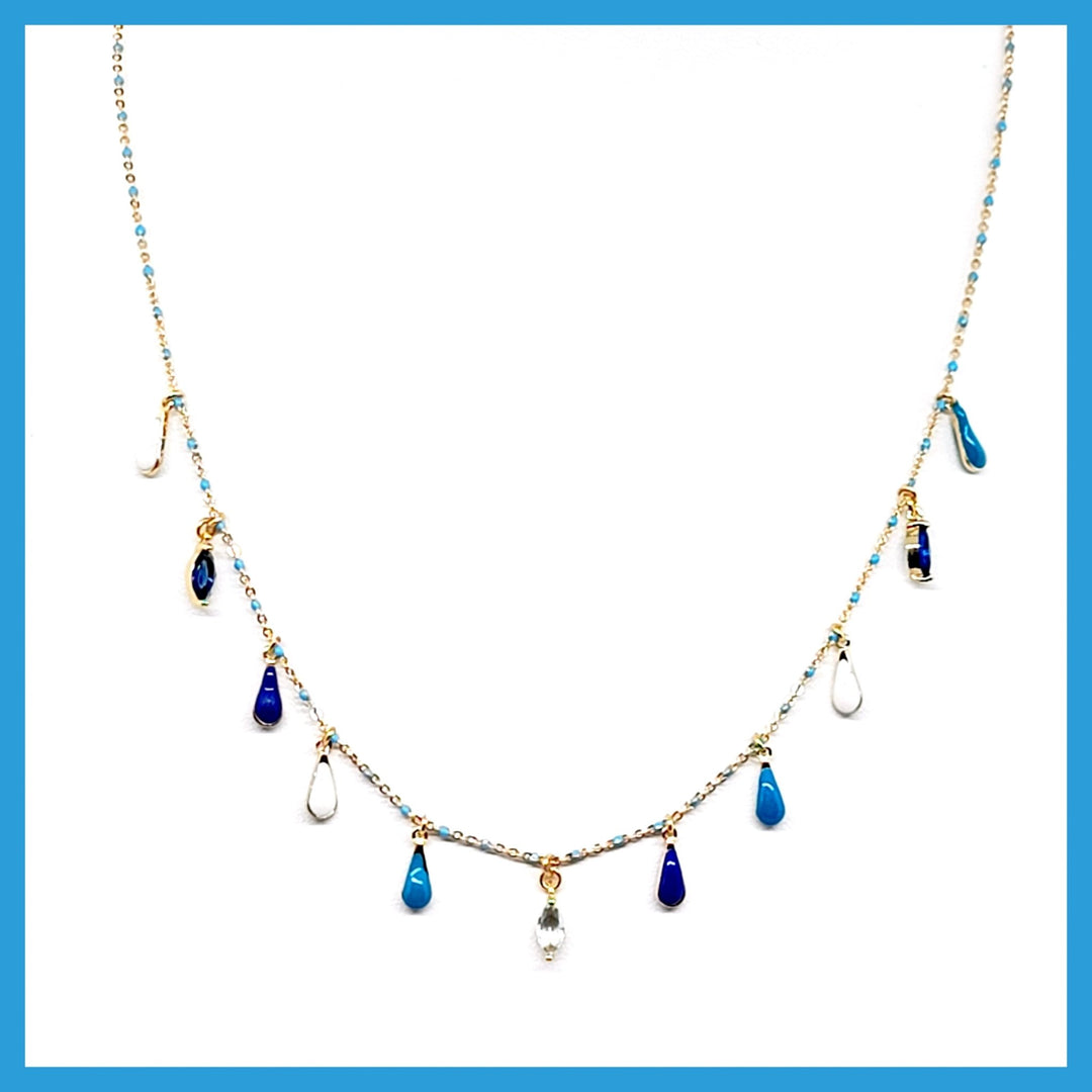 Gemstone Teardrops Necklace - Leila Jewels