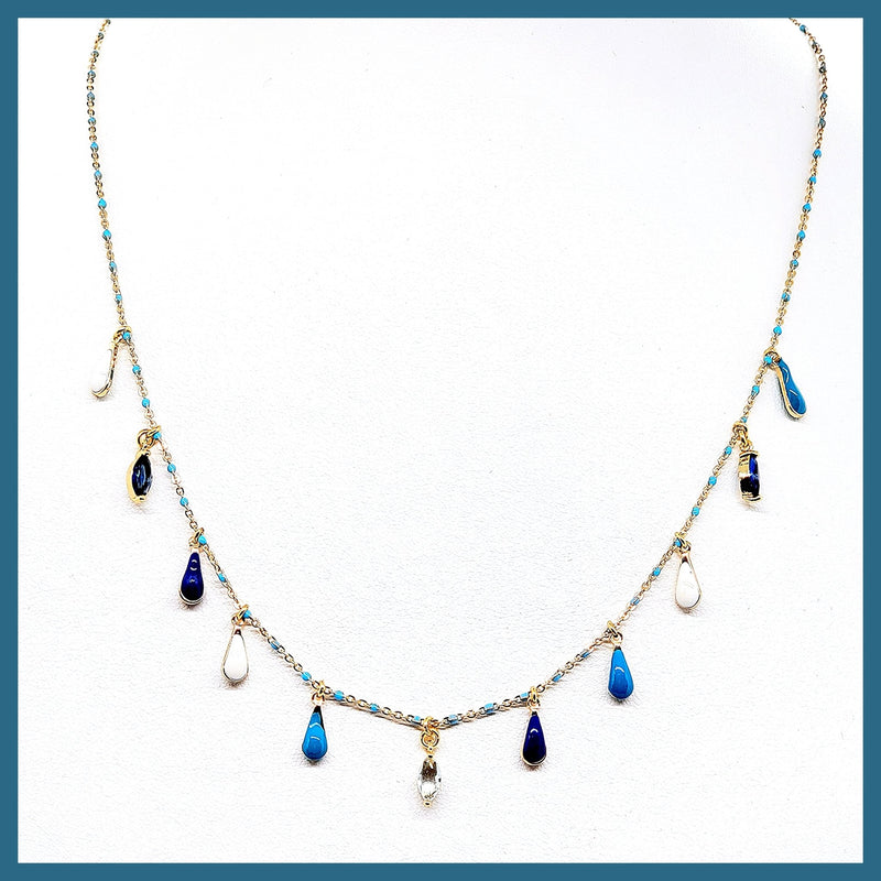 Gemstone Teardrops Necklace - Leila Jewels