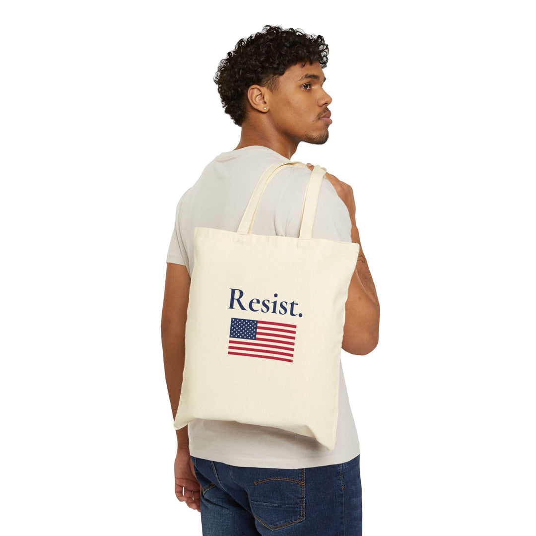 Resist - Cotton Canvas Tote Bag with American Flag - Eco - Friendly Shopping Bag - Leila Jewels