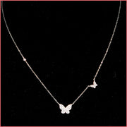 Sterling Pavé Two Butterfly Necklace