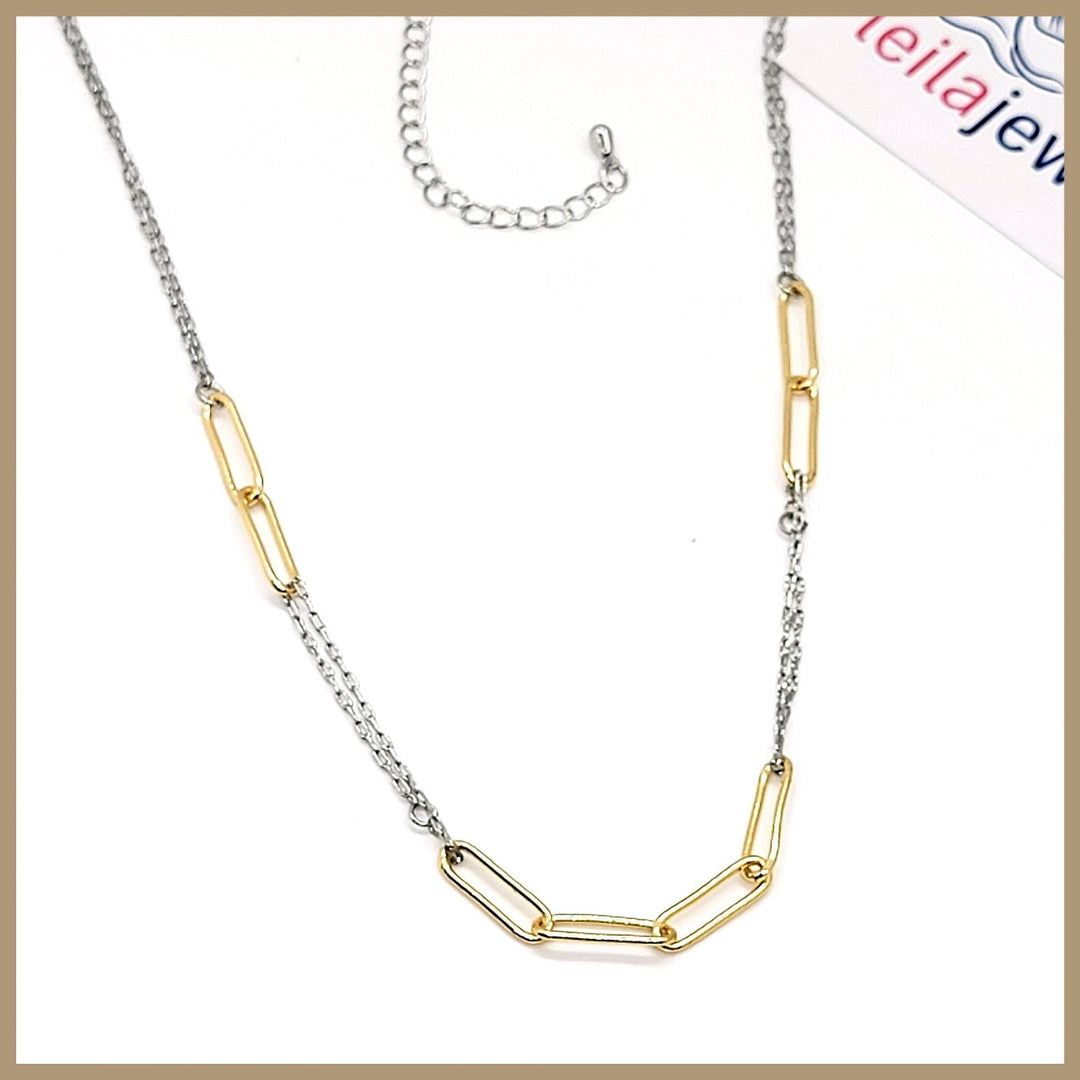 Two - Tone Chain Necklace - Leila Jewels