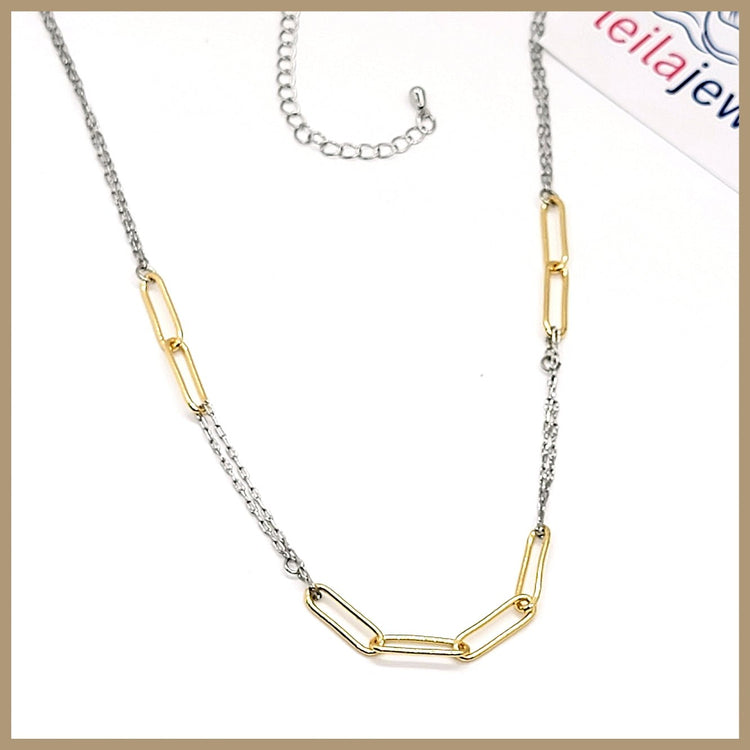 Two - Tone Chain Necklace - Leila Jewels