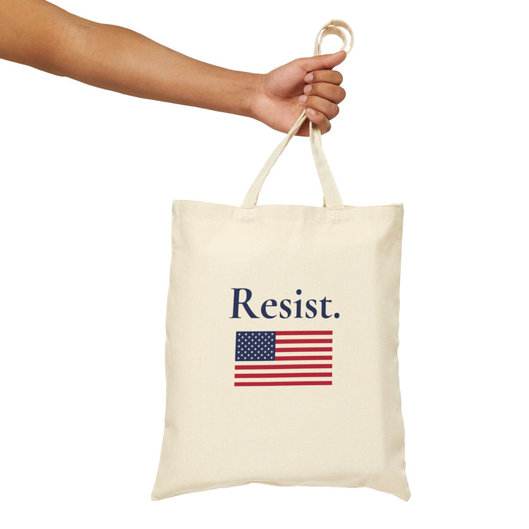 Resist - Cotton Canvas Tote Bag with American Flag - Eco - Friendly Shopping Bag - Leila Jewels