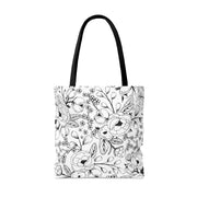 Black & White Floral Tote Bag