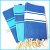 Turkish Towel / Sarong / Beach Towel - Set of 3 Blue - Leila Jewels