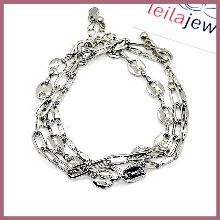 3 Chain Bracelet Set - Leila Jewels