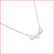 Tri-Color Sterling Heart Necklace
