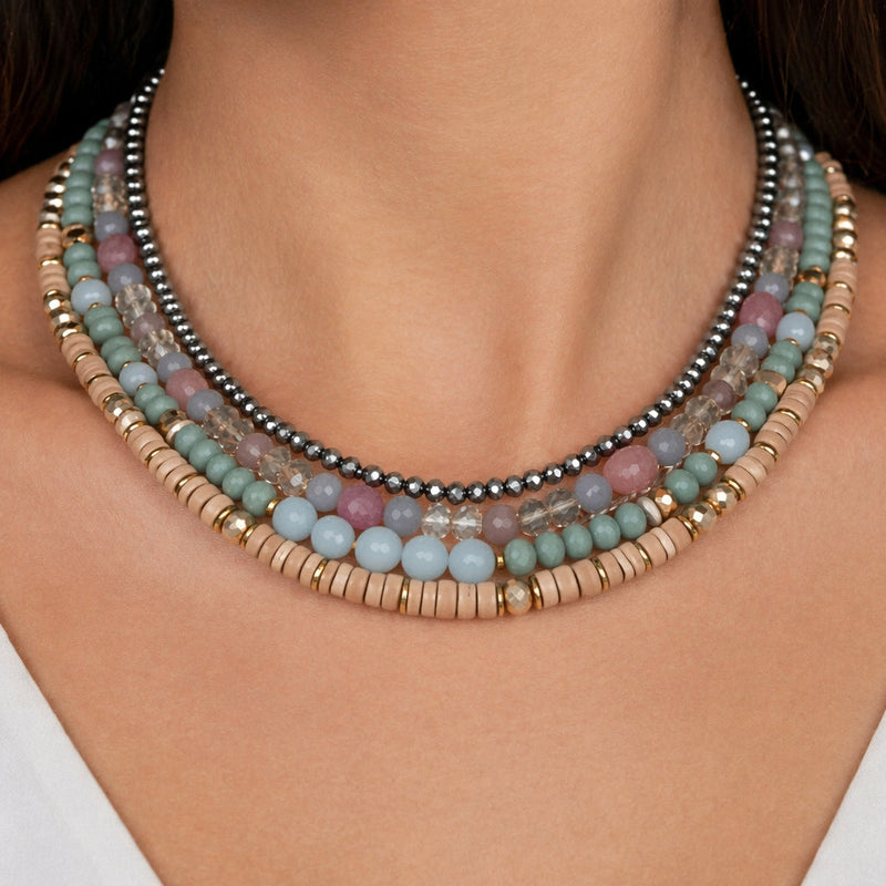 Harmony Layers Gemstone & Crystal Choker Necklace